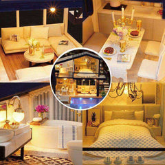 Unique Wooden Dollhouse With Furnitures For Children