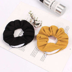 New Velvet Tencel Zipper Pocket Hairband Elastic  Accessories