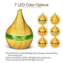 LED Aroma Air diffuser Aesthetic Wood Grain Cool Mist Maker with USB Electric