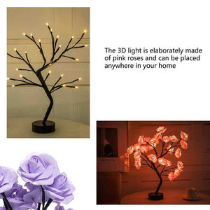 LED Table Lamp Rose Flower Tree USB Night Lights
