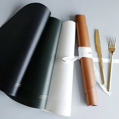 Non Slip PU Leather Tableware Pad Placemat Disc