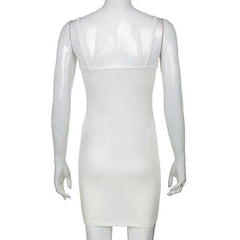 Aesthetic White Mini Dress Spaghetti Strap Bow Ruched