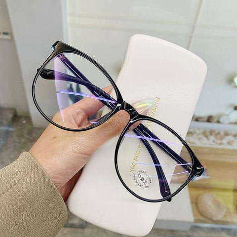 Image of Women Men Transparent Computer Anti Blue Light Round Eyewear Glasses Frame