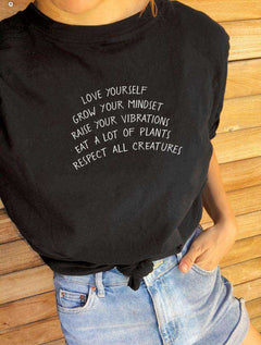 Love Yourself Grow Your Mindset Harajuku T Shirt Women