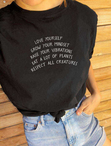 Image of Love Yourself Grow Your Mindset Harajuku T Shirt Women
