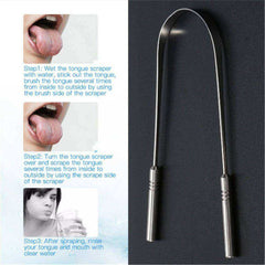 Portable Stainless Steel Tongue Scraper Cleaner Brush