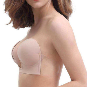 Invisible Backless Strapless Self-adhesive Deep U Push Up Bra