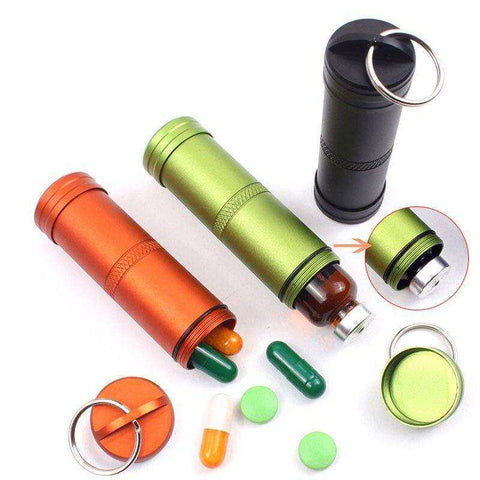 Image of Waterproof Aluminum Alloy Medicine Sealed Can Bottles with Keychain