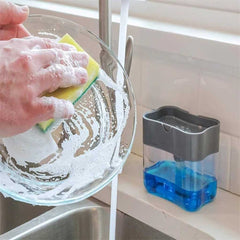 Manual Press Liquid Soap Dispenser With Washing Sponge