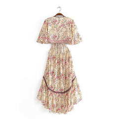 Vintage Chic Floral Print Rayon Bohemian Maxi Dress