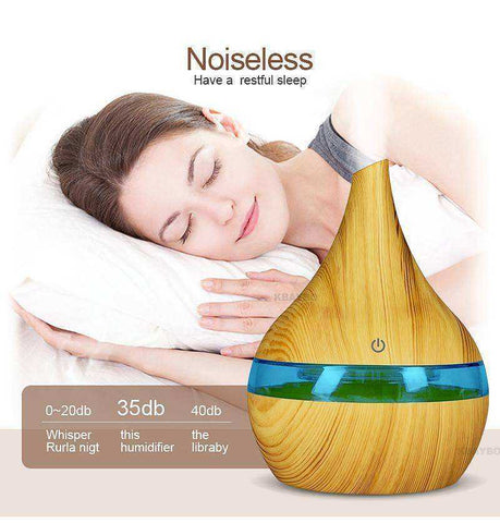 Image of LED Aroma Air diffuser Aesthetic Wood Grain Cool Mist Maker with USB Electric