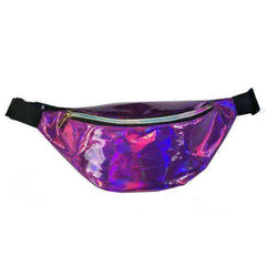 Holographic Waist Belt Bag Women Pink Silver Fanny Geometric Pack