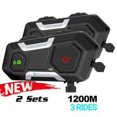 Waterproof Motorcycle Wireless Intercom Headset Helmet 1200M
