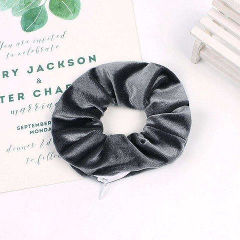 Image of New Velvet Tencel Zipper Pocket Hairband Elastic  Accessories