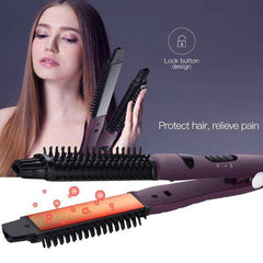 Spiral Hair Straightener And Curler Brush Iron Adjustable Temp Hair Styler