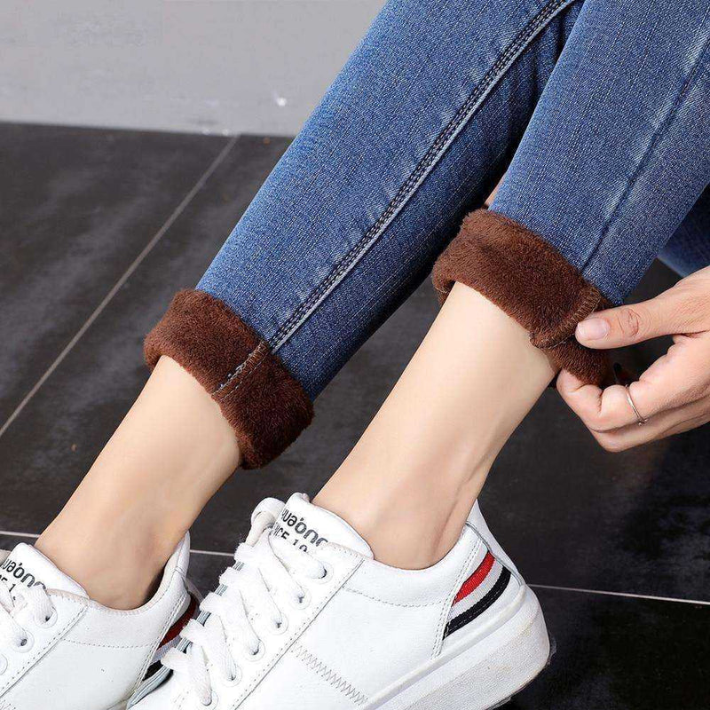 Women Warm Jean Pants