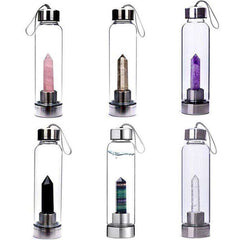 Direct Drinking Natural Glass 500ML Crystal Healing Bottle