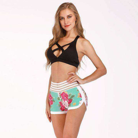 Image of Aesthetic High Waist Summer Floral Flower Workout Booty Shorts