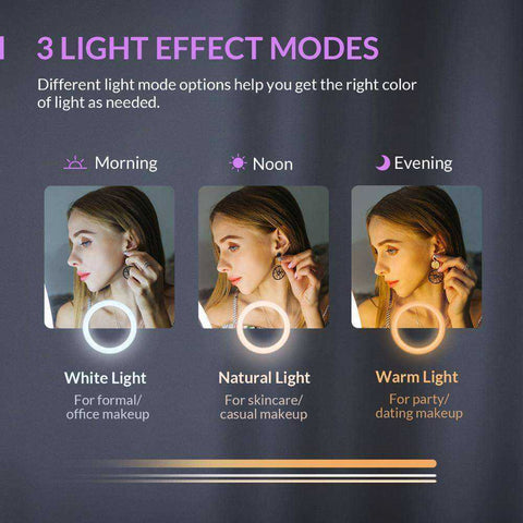 Image of Rechargeable 3 Color Modes Magnifying Makeup Mirror 66 LEDs