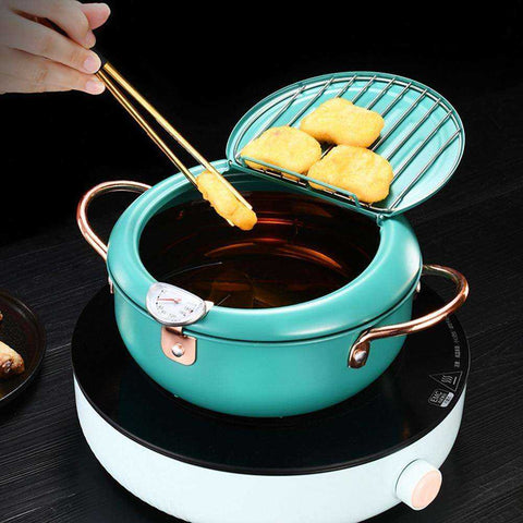 Image of Japanese Tempura Deep Frying Pot with Thermometer