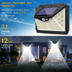 188 LED Solar Light Outdoor 3&4Modes Lamp Waterproof  Motion Sensor
