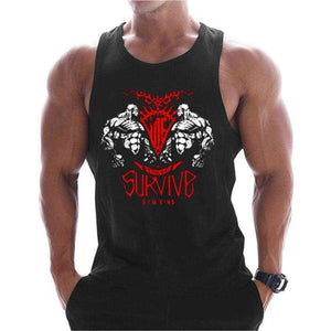 Summer Men Cotton Casual Printed Bodybuilding  Gym Fitness Workout Sleeveless Shirt