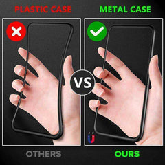 Iphone Metal Magnetic Tempered Glass Cell Phone Case