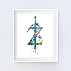 Abstract Watercolor Sword Gamer Breath of the Wild