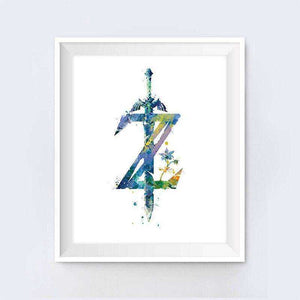 Abstract Watercolor Sword Gamer Breath of the Wild