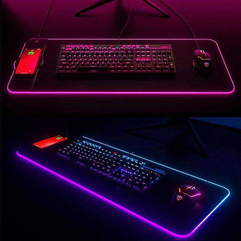 Image of Computer Laptop Keyboard Non-Slip Wireless Oversized RGB Luminous Charging Mouse Pad