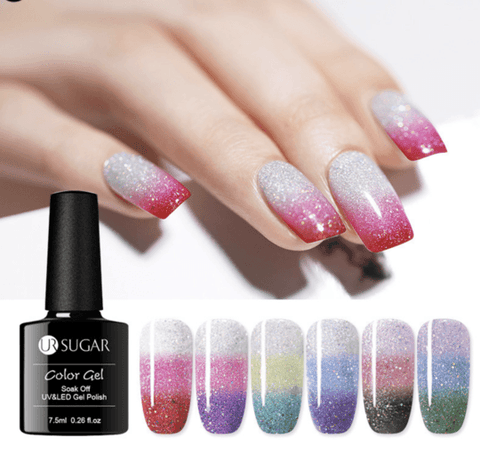 Image of 3 Colors Temperature Changing Gel Glitter Nail Polish