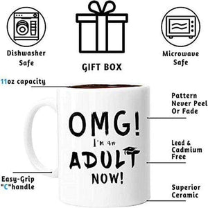 OMG I AM AN ADUALT NOW! 2021 Graduation Gifts Eco Friendly Tea Beer Milk  Coffee White Ceramic Mugs