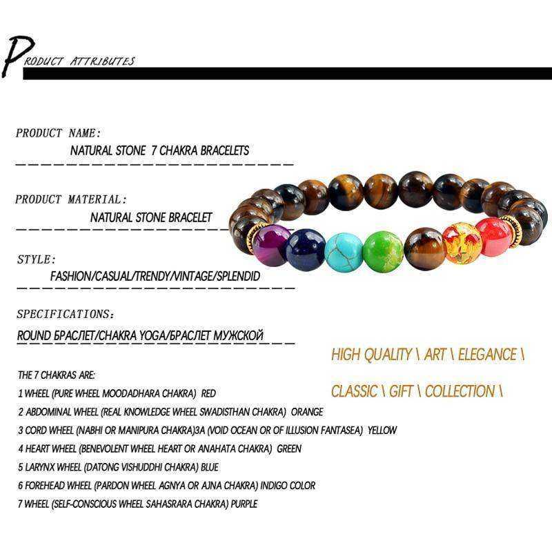 Natural Stone Tiger Eye 7 Chakra Bracelets