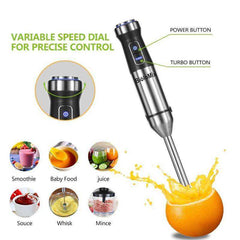 4-in-1 Stainless Steel 1100W Immersion Hand Stick Blender 500ml Chopper Whisk 800ml Cup