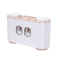 Auto Toothpaste Dispenser Wall Mount Dustproof Toothbrush Shelves