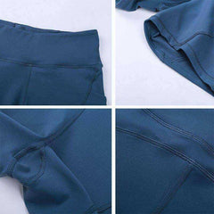 High Waisted Smooth Anti-sweat Plain Athletic Yoga Shorts with Two Side Pocket