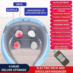 Smart 4D Magnetic Pulse Heated Electric Shoulder Neck Massager