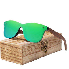 Men Sunglasses Polarized Walnut Wood Mirror UV400 Lens