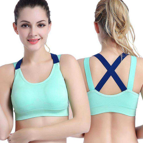 Image of Sports Bra Full Cup Breathable Top Shockproof Cross Back