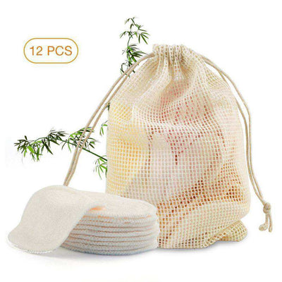 12 pcs Reusable Makeup Remover Bamboo Cotton Facial Cleansing Pad