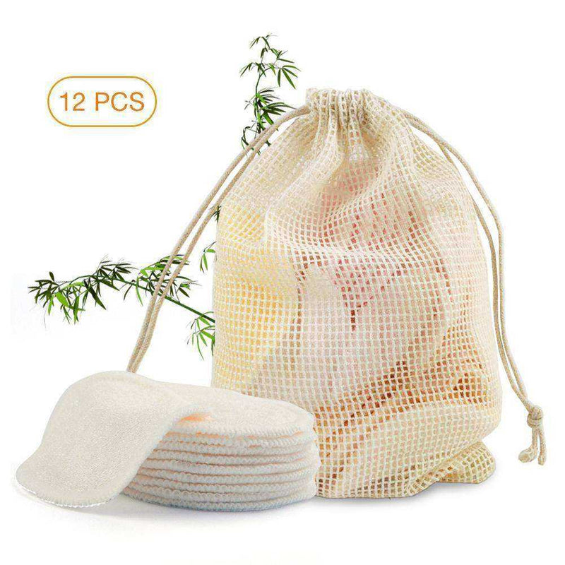 12 pcs Reusable Makeup Remover Bamboo Cotton Facial Cleansing Pad