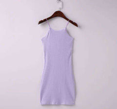 Spaghetti Strap Rubber Bodycon Slim Sheath Mini Dress