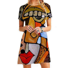 Casual Short Sleeve Plus Size O-Neck Dresses for Women