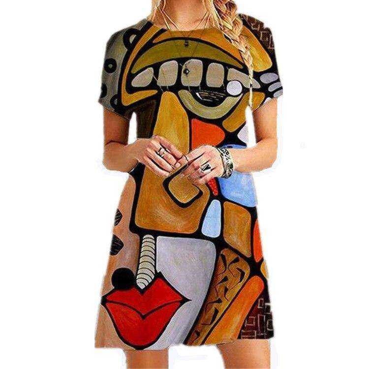 Casual Short Sleeve Plus Size O-Neck Dresses for Women