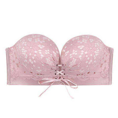 Women Floral Seamless Lace Strapless Push Up Bra Invisible Wireless Lingerie Underwear