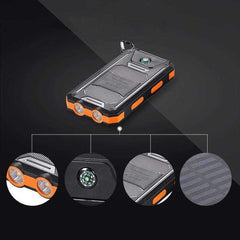 Fast Charge Solar Charge Power Bank With Dual USB LED Flashlight And Compass