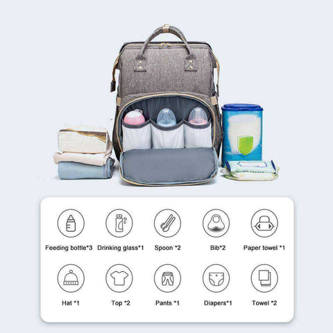 Image of Multi-purpose Storage Travel Bag Convertible Baby Diaper Bag Bed