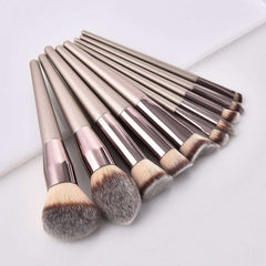 10Pcs Set High Quality Pro Champagne Makeup Brushes Kit