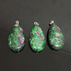 Large Size Green Stone Natural Rubies Zoisite Quartz Pendant