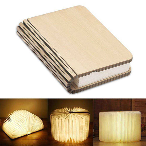 Image of Foldable Magnetic Wooden Book LED Light Lamp